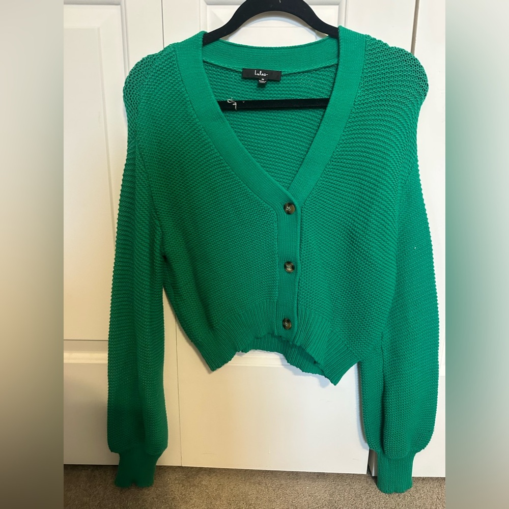 Lulus Kelly Green Cropped Cardigan Sweater
